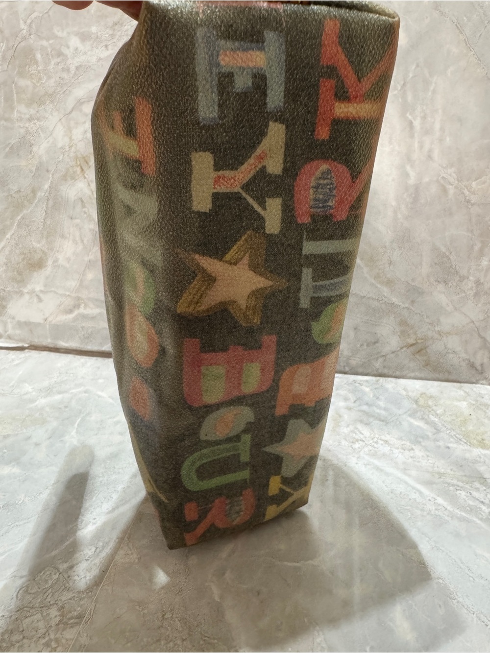 Dooney & Bourke Multicolor Letter-Print Canvas Shoulder Bag with Tan Trim - Picture 4 of 7